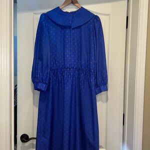 Vintage Cobalt Blue Dress With Peter Pan Collar